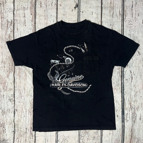 Harley-Davidson Black Graphic T-Shirt Bald Eagle Alaska Crewneck Mens Tshirt - Picture 1 of 8